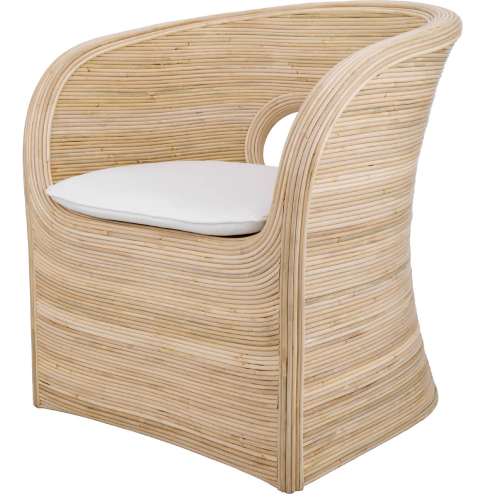Marissa Accent Arm Chair in Natural Rattan & Fabric